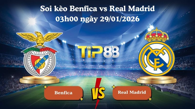 TIP88 Nhận định soi kèo Benfica vs Real Madrid 03h00 ngày 29/01/2026 - Champions League